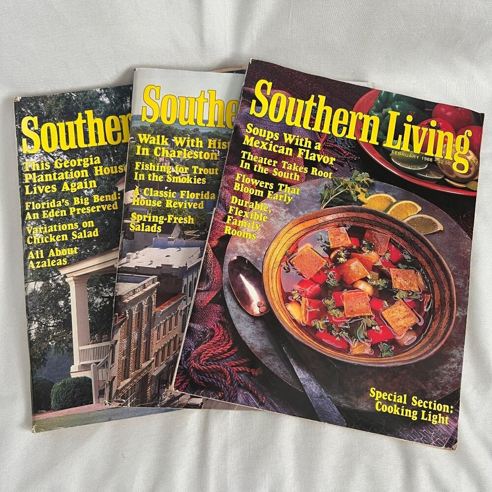 Vintage Southern Living Magazines February March April 1988 Cooking Light & Hist